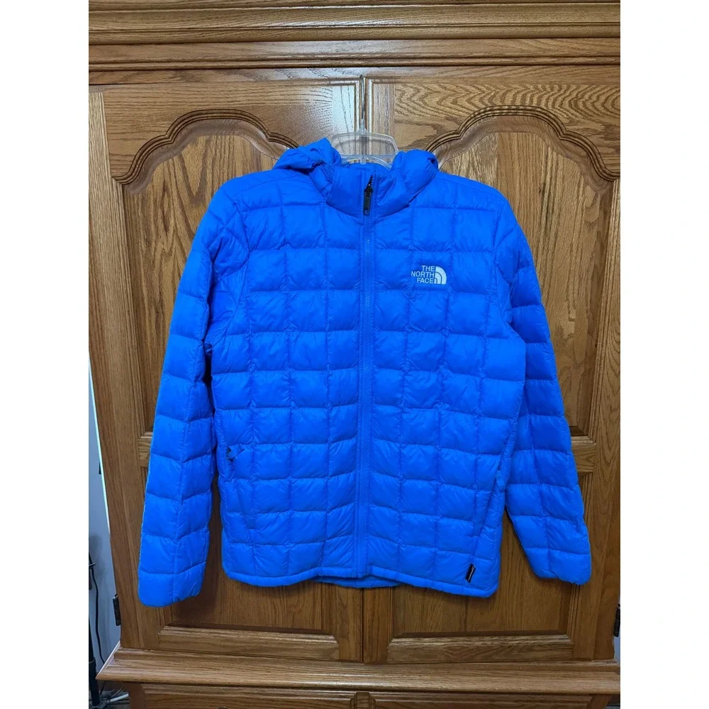 The North Face Boys XXL Thermoball Eco Hooded Jacket Blue Quilted Puffer Coat